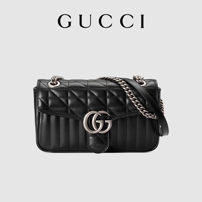 GUCCI GG Marka Messenger Çanta Marmont Omuz Çantası Küçük Kapitone Deri