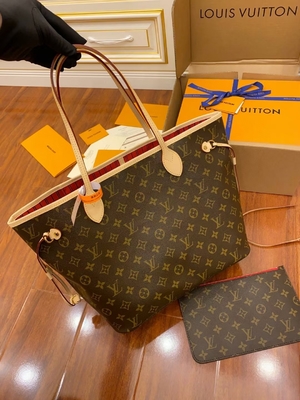 Louis Vuitton Tasarımcı Monogram Çanta Pembe Monogram Kanvas Neverfull Mm İtalyan A Sınıfı Deri