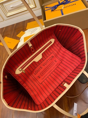 Louis Vuitton Tasarımcı Monogram Çanta Pembe Monogram Kanvas Neverfull Mm İtalyan A Sınıfı Deri