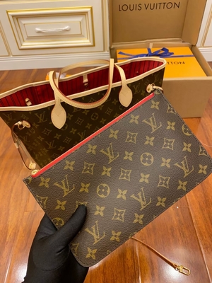 Louis Vuitton Tasarımcı Monogram Çanta Pembe Monogram Kanvas Neverfull Mm İtalyan A Sınıfı Deri