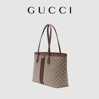 Deri Kesilmiş Kanvas Gucci Ophidia Bez Beyaz Orta GG Bayanlar