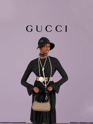 Küçük GG Supreme Kanvas Deri Koltuk Altı Omuz Çantası GUCCI Ophidia