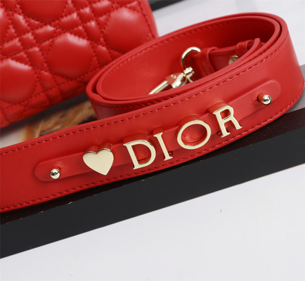 Lady Kırmızı Kuzu Derisi My Abcdior Dior Cannage Omuz Çantası D6806