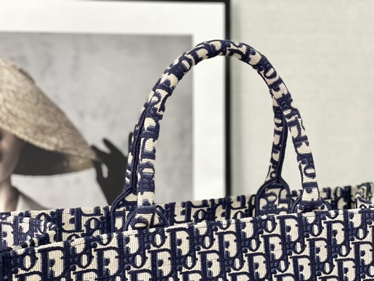 Dior Oblique Nakış Kanvas Lacivert Markalı Omuz Çantası Christian Book Büyük