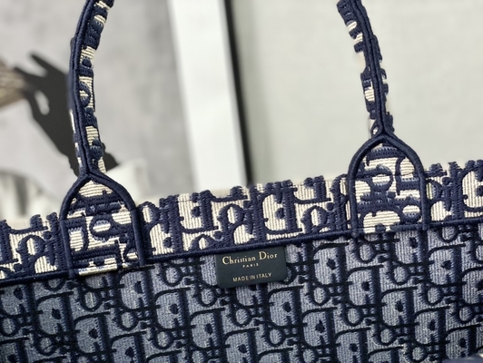 Dior Oblique Nakış Kanvas Lacivert Markalı Omuz Çantası Christian Book Büyük