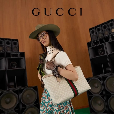 Ayarlanabilir Markalı Omuz Çantası Orta Gucci Ophidia Tote Beyaz Bayan