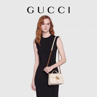 Beyaz Dana Derisi Markalı Messenger Çanta GG Marmont Tote Çanta Kapitone Deri