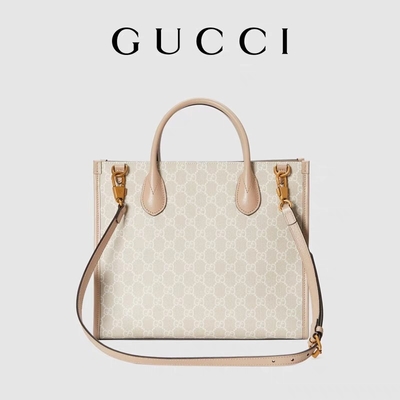 Küçük Yüce Gucci Kanvas Omuz Çantası Tote Kilitli G