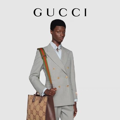 GUCCI Marka Omuz Çantası Jumbo GG Bez Çanta Camel Erkek Beyefendi