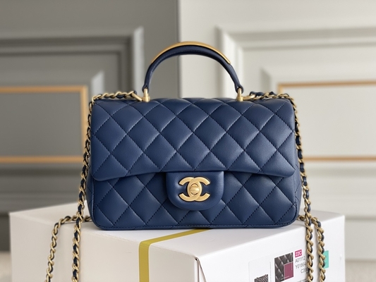 Havyar Chanel Mini Dikdörtgen Havyar 2020 Damarlı Kuzu Derisi ve Altın Rengi Metal