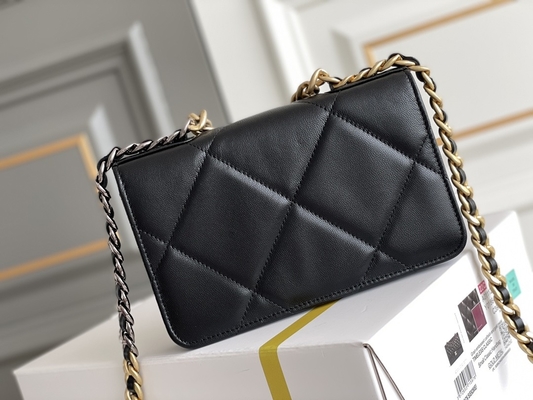 Kuzu Derisi Altın Preloved Markalı Çanta Chanel 19 Flap Çanta Mini OEM