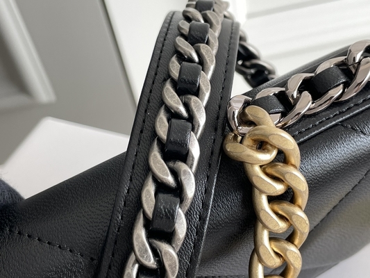Kuzu Derisi Altın Preloved Markalı Çanta Chanel 19 Flap Çanta Mini OEM