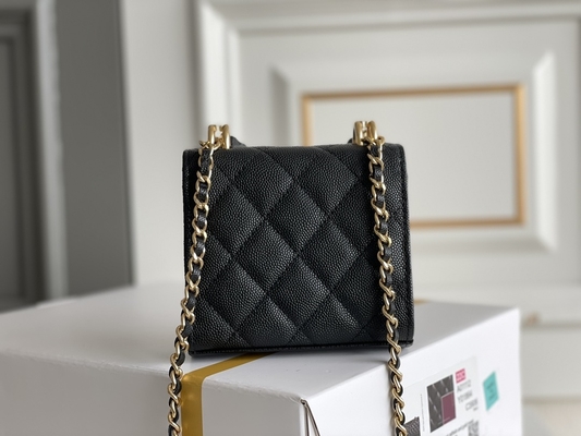Classic Gold Double C Grain Deri Chanel 2'li Çanta AP3020