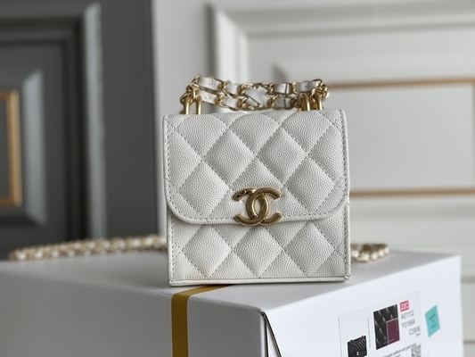 Classic Gold Double C Grain Deri Chanel 2'li Çanta AP3020
