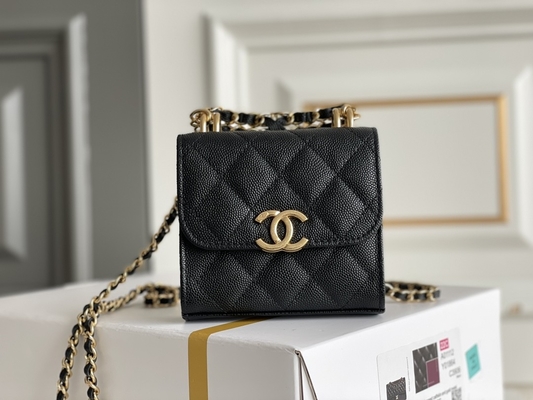 Classic Gold Double C Grain Deri Chanel 2'li Çanta AP3020