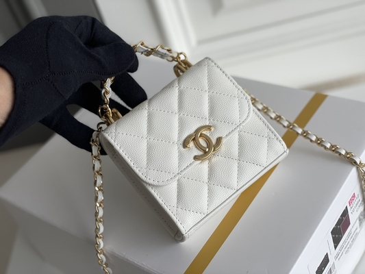 Classic Gold Double C Grain Deri Chanel 2'li Çanta AP3020