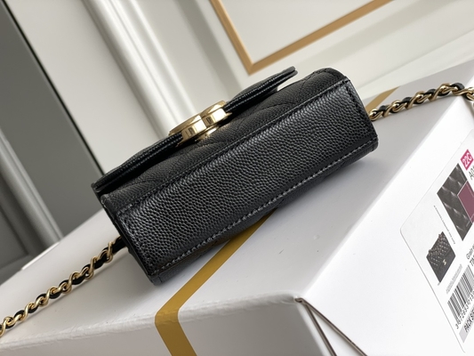 Classic Gold Double C Grain Deri Chanel 2'li Çanta AP3020
