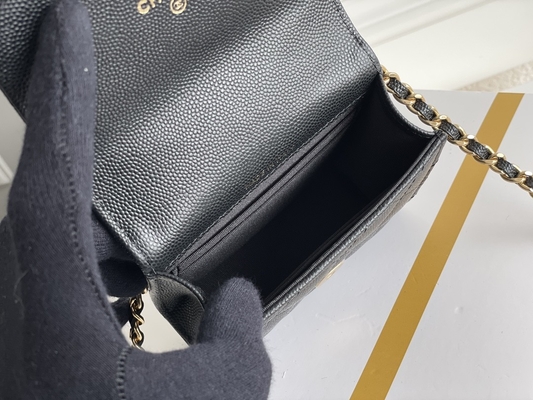 Classic Gold Double C Grain Deri Chanel 2'li Çanta AP3020