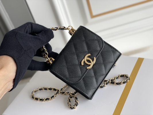 Classic Gold Double C Grain Deri Chanel 2'li Çanta AP3020