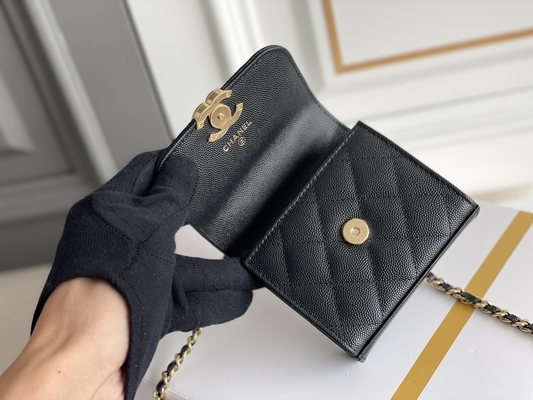 Classic Gold Double C Grain Deri Chanel 2'li Çanta AP3020