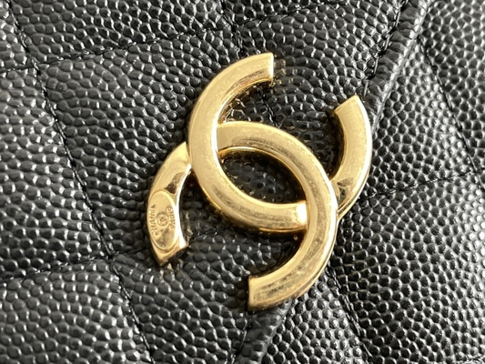 Classic Gold Double C Grain Deri Chanel 2'li Çanta AP3020