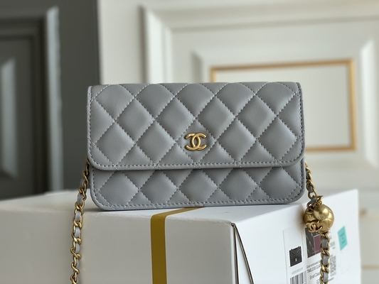 Siyah Mini Coco Chanel WOC Zincirli Clutch Çanta Cüzdan CF20