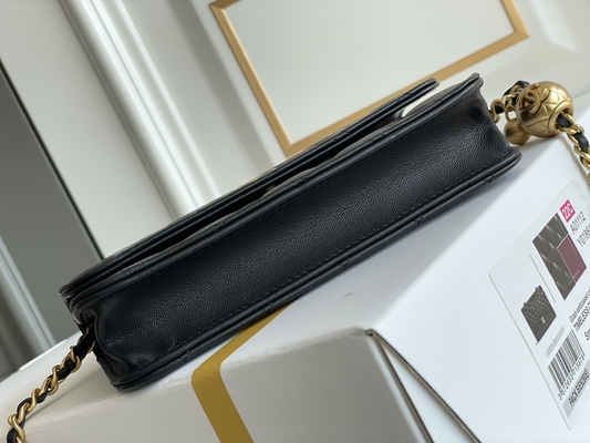 Siyah Mini Coco Chanel WOC Zincirli Clutch Çanta Cüzdan CF20