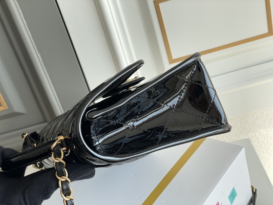 22k Kadın Chanel Flap Çanta 2022 Rugan Tofu Çanta Siyah Altın