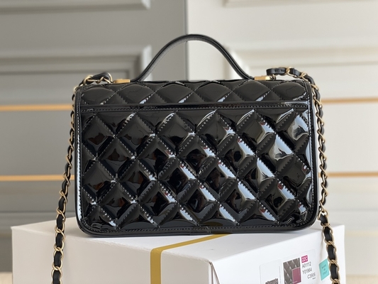 22k Kadın Chanel Flap Çanta 2022 Rugan Tofu Çanta Siyah Altın