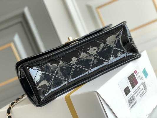 22k Kadın Chanel Flap Çanta 2022 Rugan Tofu Çanta Siyah Altın