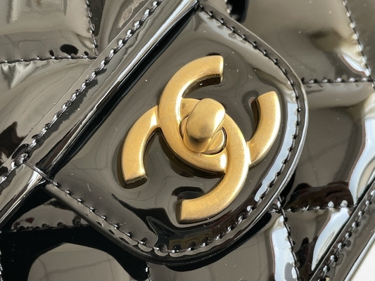22k Kadın Chanel Flap Çanta 2022 Rugan Tofu Çanta Siyah Altın