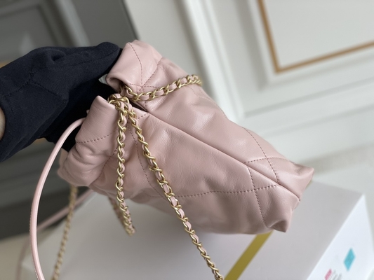 Chanel Marka Bayan El Çantası 22B MINI 22S Dana Derisi Pembe Beyaz Siyah Sarı