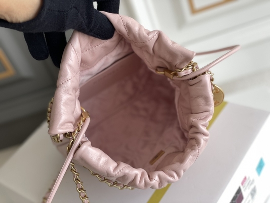 Chanel Marka Bayan El Çantası 22B MINI 22S Dana Derisi Pembe Beyaz Siyah Sarı