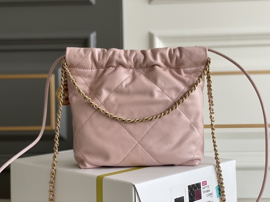 Chanel Marka Bayan El Çantası 22B MINI 22S Dana Derisi Pembe Beyaz Siyah Sarı