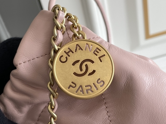 Chanel Marka Bayan El Çantası 22B MINI 22S Dana Derisi Pembe Beyaz Siyah Sarı