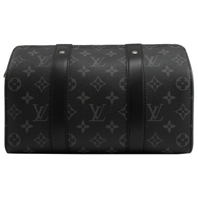 Klasik Monogram Eclipse LV CITY KEEPALL Çanta Jakarlı Kanvas Crossbody Boston Çantası