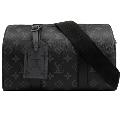 Klasik Monogram Eclipse LV CITY KEEPALL Çanta Jakarlı Kanvas Crossbody Boston Çantası