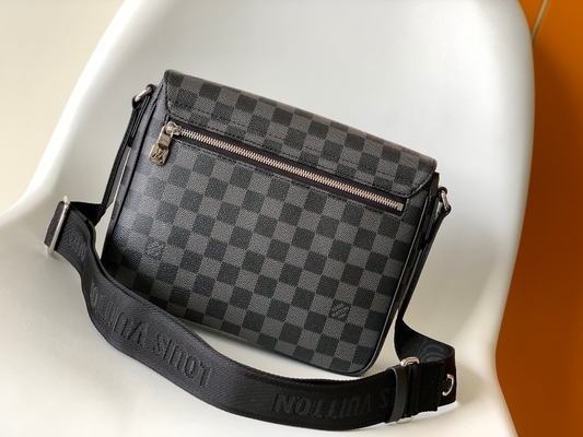 Louis Vuitton Markalı Erkek Çanta District PM Damier Messenger Çanta Grafit Siyah