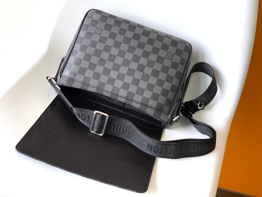 Louis Vuitton Markalı Erkek Çanta District PM Damier Messenger Çanta Grafit Siyah