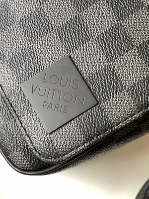 Louis Vuitton Markalı Erkek Çanta District PM Damier Messenger Çanta Grafit Siyah