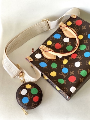 LV X Yayoi Preloved Markalı Çanta Kusama OnTheGoMM Monogram Çok Renkli
