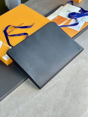 Tasarımcı Louis Vuitton Pochette Jour GM Cuir Taurillon Deri Siyah Siyah Çantalar