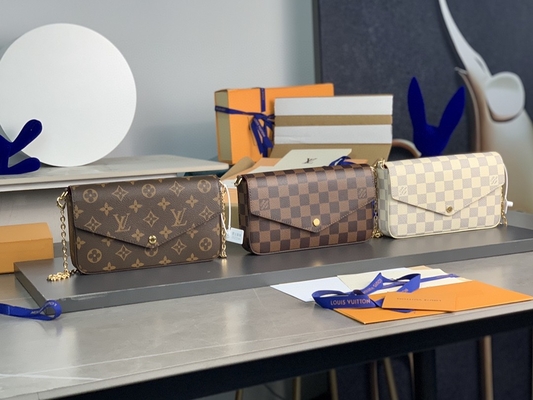 Mini LV Felicie Poşet Monogram Çanta Cüzdan Fuşya Astar