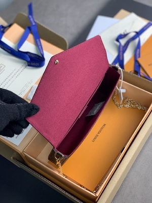 Mini LV Felicie Poşet Monogram Çanta Cüzdan Fuşya Astar