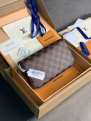 Mini LV Felicie Poşet Monogram Çanta Cüzdan Fuşya Astar