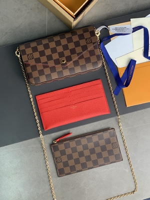 Mini LV Felicie Poşet Monogram Çanta Cüzdan Fuşya Astar
