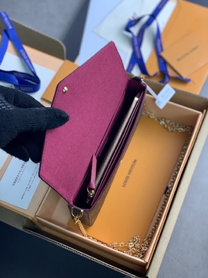 Mini LV Felicie Poşet Monogram Çanta Cüzdan Fuşya Astar