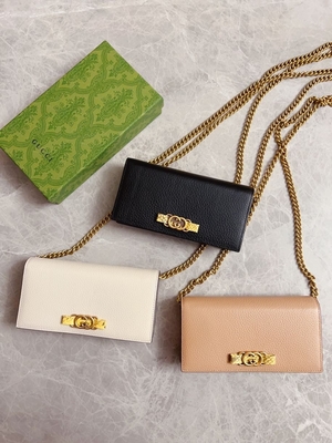 Açık Pembe Deri Mini Tasarımcı Cüzdanlar Gucci Python Zinciri Üzerinde Cüzdan WOC Kilitli G ile