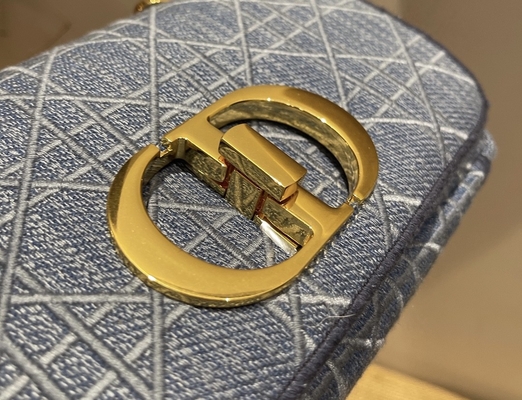 İşlemeli Mini Tasarımcı Cüzdanlar Dior Caro Denim Small