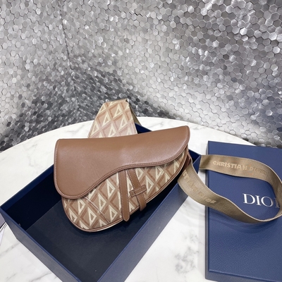 CD Eyer Sling Çanta Elmas Kanvas Ve Pürüzsüz Deri Dior Cüzdan Eyer